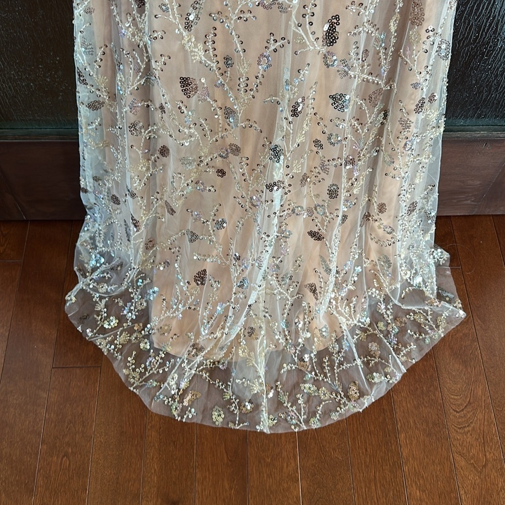 Mac Duggal 68049 Nude Embellished Sleeveless Lace Up Gown 4 NEW $498 - Picture 7 of 11